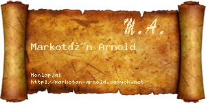 Markotán Arnold névjegykártya